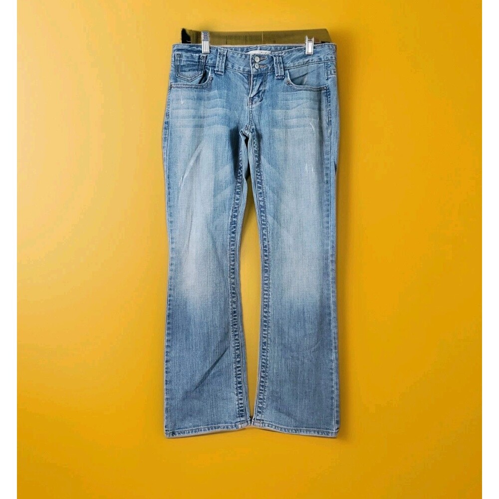 Vtg Aeropostale Jeans Size 3/4 SHORT Chelsea Bootcut Women Medium Blue Denim Y2K
